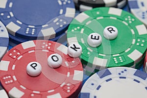 Word`poker` with poker chips