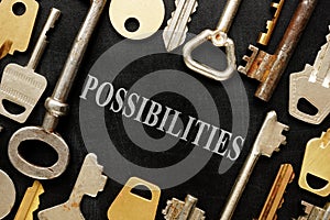 Word Possibilities surrounded by keys photo