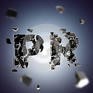 Word PR broken into pieces background