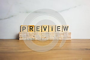 Word preview from wooden blocks