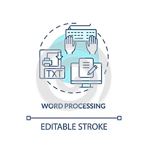 Word processing turquoise concept icon