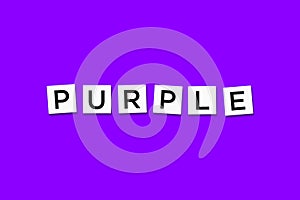 The word PURPLE on a purple background