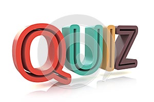 The word Quiz in colored 3D letters to illustrate an exam photo