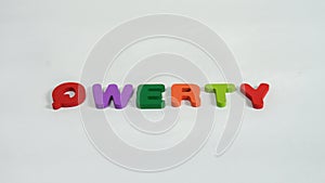 The Word QWERTY Spelled With Colorful Wooden Letters