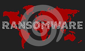 The word ransomware composed of the names of viruses on the back