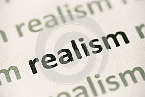 Word realism printed on paper macro