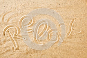 Word Relax on sand beach