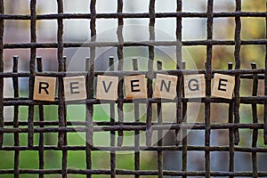 The word revenge from wooden letters