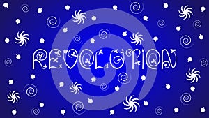 The word `Revolution` on blue background