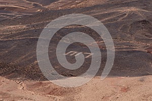 The word Ruth in the floor of Makhtesh Ramon, Ramon Crater near Mitzpe Ramon in the Negev Desert in Israel.