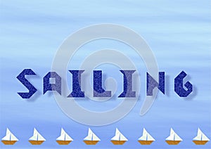 Word sailing made from tangram - cdr format