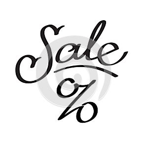 Word Sale with the sign of interest. Vector lettering, calligraphy. An inscription for shops and price tags. Sale, discounts.