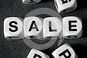 Word sale on toy cubes