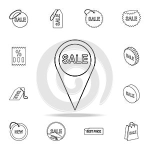 word sales in pin icon. Detailed set of clearance sale icons. Premium graphic design. One of the collection icons for websites,