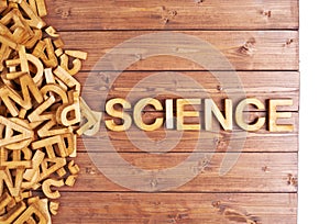 Word science made with wooden letters