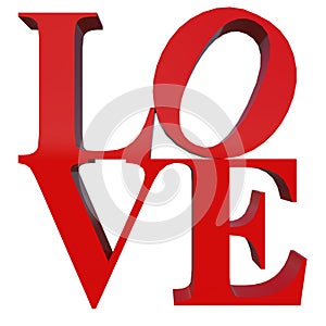 Word sign love 1-white background 3D Rendering Ilustracion 3D