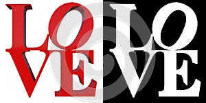 Word sign love 1-white background alpha png 3D Rendering Ilustracion 3D