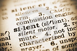 The word Silent in the dictionary photo
