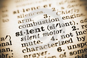 The word Silent in the dictionary