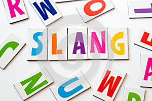 Word slang made of colorful letters photo