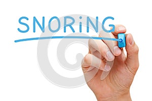 Word Snoring Handwritten With Blue Marker