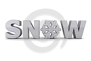 Word Snow With Snowflake - Silver-Grey