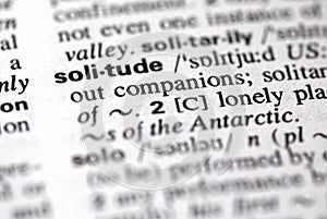 The word solitude in a dictionary