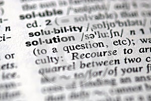 The word solution in a dictionary