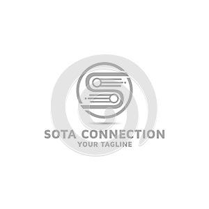 Word Sota connection logo design template