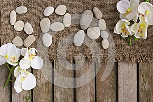 The word spa done with river pebbles. Background