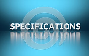 Word specificaitions pn blue background