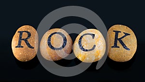 Word Rock written in round pebbles