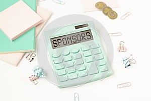Word SPONSORED on tabl calculator. Finance