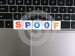 Word Spoof on keyboard background