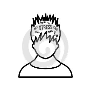 Word stress in the head of man icon, outline style