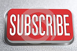 The Word Subscribe On A Red Keyboard Button, Social Media Concept