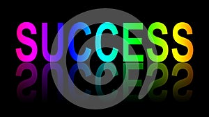 The word SUCCESS in rainbow colors