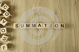 Word summation from wooden blocks