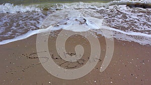 Word SUMMER 2016 writing on sand beach.