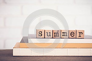 The word SUMMER, letters and copy space background, vintage
