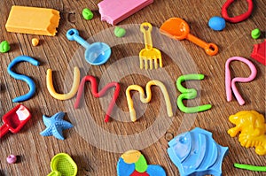 Word summer made from modelling clay