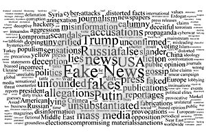 Word tag cloud on the topic of fake news