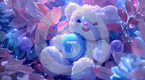 Word text with holiday 10, birthday child, celebrating special occasions with festive greetings, joyous wishes, and