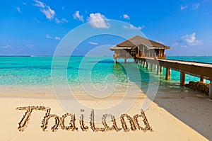 Word Thailand on beach
