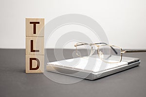 Word TLD (Top Level Domain) on keyboard background