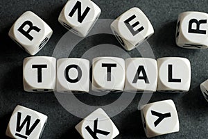 Word total on toy cubes
