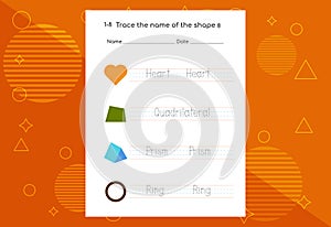 Word tracing worksheets for kids. Letters trace exercises for kids