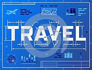 Word TRAVEL like blueprint drawing