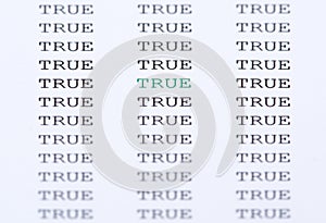 The word true surrounded by similar text