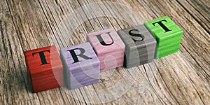 Word Trust on wooden blocks. 3d illustration